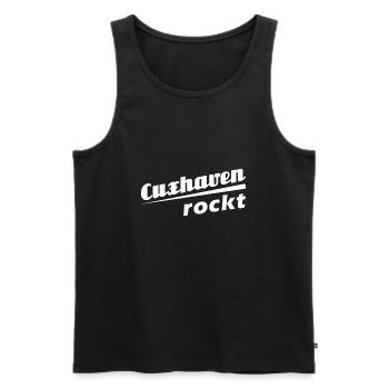 Cuxhaven rockt - Textdesign mit Stadtnamen - Männer Premium Bio Tank Top - Schwarz - Vorne - Michal (187cm)