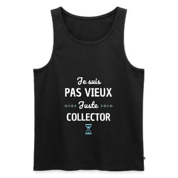 Je suis pas vieux juste collector ! cadeau vintage - Débardeur bio Premium Homme - noir - Devant - Michal (187cm)