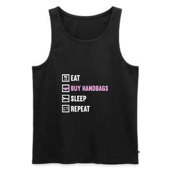 Eat Buy Handbags Sleep Repeat / Handbag Shopping - Men's Premium Organic Tank Top - black - Front - AI Model Male 178 light (178cm)