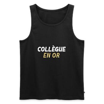 Mon Collègue En Or - Débardeur bio Premium Homme - noir - Devant - Michal (187cm)