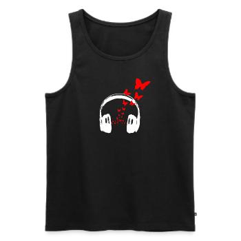Musik im Banksy Stil - Männer Premium Bio Tank Top - Schwarz - Vorne - AI Model Male 178 light (178cm)