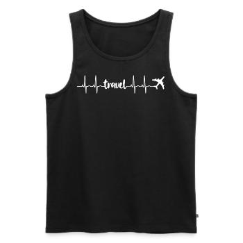 Voyage voyage battement de coeur avion ECG (battement de coeur) - Débardeur bio Premium Homme - noir - Devant - Michal (187cm)