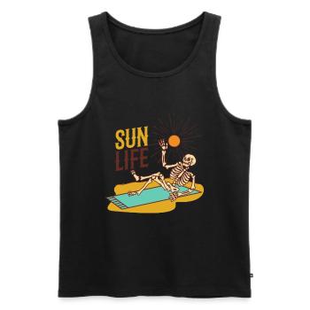 Sun Life Sun Life Life Skeleton on a Beach Towel - Men's Premium Organic Tank Top - black - Front - Michal (187cm)