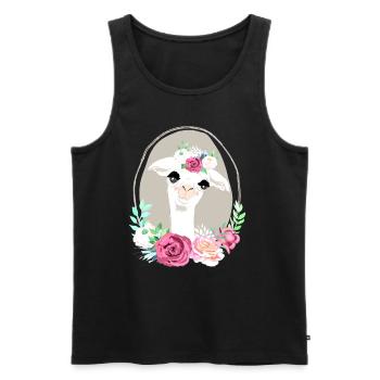 Lama flower power birthday gift idea - Men's Premium Organic Tank Top - black - Front - AI Model Male 178 light (178cm)