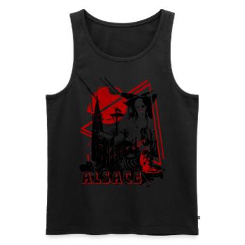 Région Alsace - Débardeur bio Premium Homme - noir - Devant - Michal (187cm)