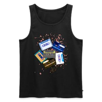 Retro vintage tape cassette 80s - Men's Premium Organic Tank Top - black - Front - AI Model Male 178 light (178cm)