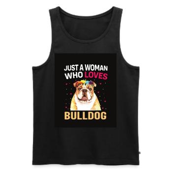 Eine Frau die Bulldoggen Liebt - Männer Premium Bio Tank Top - Schwarz - Vorne - Michal (187cm)
