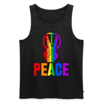Regenbogen Gay Peace T-shirt Geschenk - Männer Premium Bio Tank Top - Schwarz - Vorne - Michal (187cm)