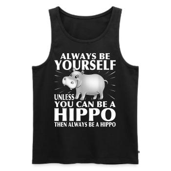 Hippo, cadeau drôle de T-shirt d'hippopotame - Débardeur bio Premium Homme - noir - Devant - Michal (187cm)