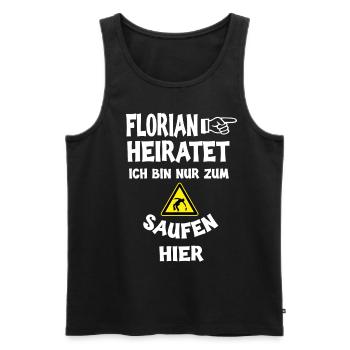 Florian heiratet Junggesellenabschied JGA Spruch - Männer Premium Bio Tank Top - Schwarz - Vorne - AI Model Male 178 light (178cm)