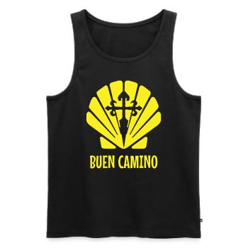 buen Camino, Jakobsweg, kreuz, Pilger Shirt - Männer Premium Bio Tank Top - Schwarz - Vorne - Michal (187cm)
