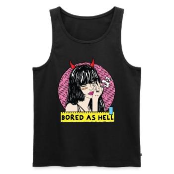 POP-ART Bored As Hell ARTWORK, Devil Frau 80s - Men's Premium Organic Tank Top - black - Front - AI Model Male 178 light (178cm)