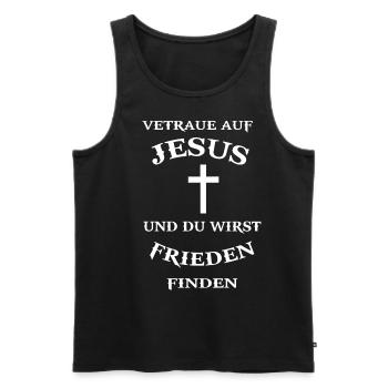 Jesus Christus Gott Christlich Religion Spruch - Männer Premium Bio Tank Top - Schwarz - Vorne - Michal (187cm)