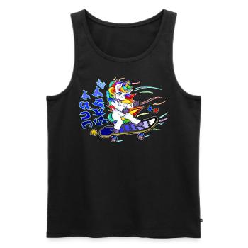 licorne de patinage - Licorne sur skateboard - Débardeur bio Premium Homme - noir - Devant - AI Model Male 178 light (178cm)