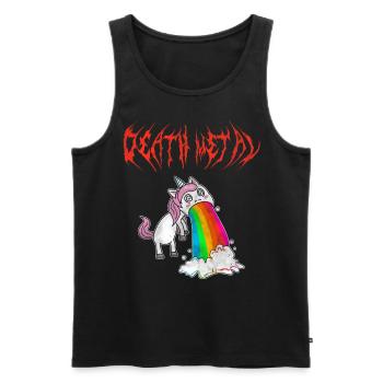 Kotzendes Death Metal Einhorn Rosa - Männer Premium Bio Tank Top - Schwarz - Vorne - Michal (187cm)
