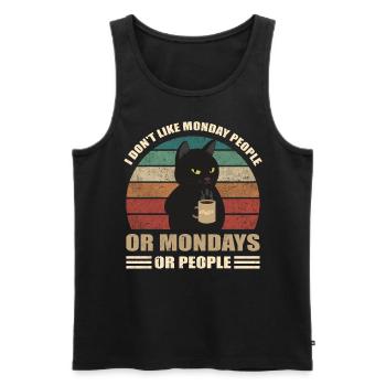 Moufle du matin Je déteste les gens du matin Café de chat - Débardeur bio Premium Homme - noir - Devant - AI Model Male 178 light (178cm)