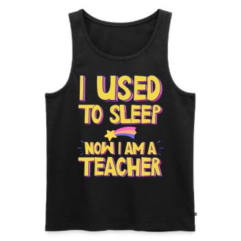 I used to sleep - Now I am a teacher - Men's Premium Organic Tank Top - black - Front - AI Model Male 178 light (178cm)