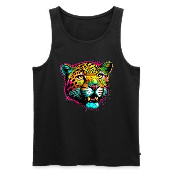 Rainbow Color Splash Leopard Par Jaguar - Débardeur bio Premium Homme - noir - Devant - AI Model Male 178 light (178cm)