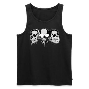 Skull Trio - Men's Premium Organic Tank Top - black - Front - AI Model Male 178 light (178cm)
