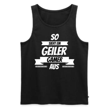 So sieht ein geiler Gamer aus Geschenk - Männer Premium Bio Tank Top - Schwarz - Vorne - AI Model Male 178 light (178cm)