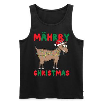 Mährry Christmas Weihnachten Ziege - Männer Premium Bio Tank Top - Schwarz - Vorne - Michal (187cm)