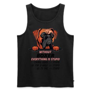 Ohne Boxer ist alles doof - Männer Premium Bio Tank Top - Schwarz - Vorne - Michal (187cm)