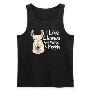 I like Llamas and maybe 3 people Llama Saying - Men's Premium Organic Tank Top - black - Front - AI Model Male 178 light (178cm)
