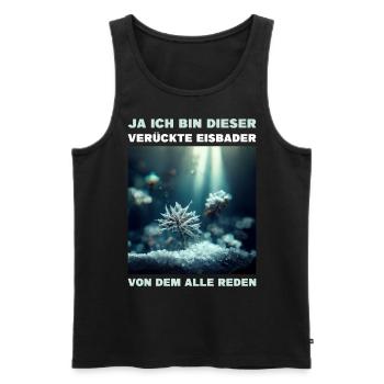 Eisbaden - Der Verrückte Eisbader - Männer Premium Bio Tank Top - Schwarz - Vorne - AI Model Male 178 light (178cm)
