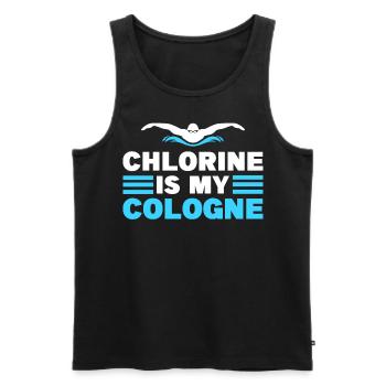 Nageur sauveteur | Le chlore est mon eau de Cologne - Débardeur bio Premium Homme - noir - Devant - Michal (187cm)