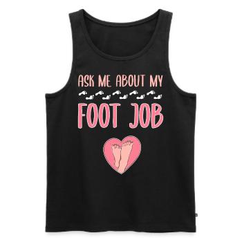 Pedicure | Ask Me About My Food Job - Men's Premium Organic Tank Top - black - Front - AI Model Male 178 light (178cm)