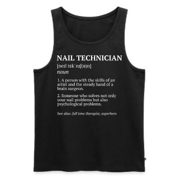 Manucure Technicienne Ongles Salon de Nail - Débardeur bio Premium Homme - noir - Devant - AI Model Male 178 light (178cm)