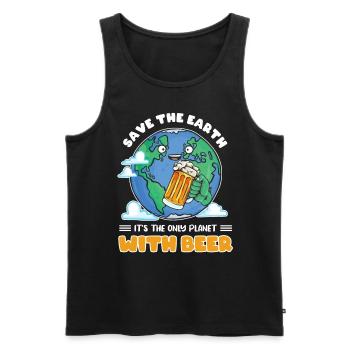 Save the earth its the only planet with beer - Männer Premium Bio Tank Top - Schwarz - Vorne - Michal (187cm)
