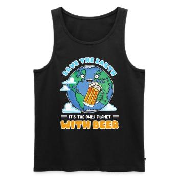 Save the earth its the only planet with beer - Männer Premium Bio Tank Top - Schwarz - Vorne - Michal (187cm)