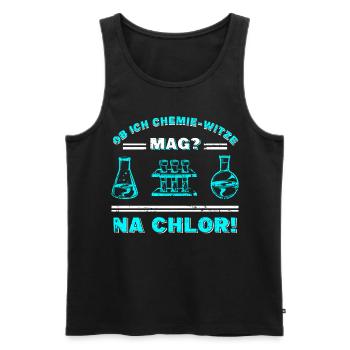 Est-ce que j’aime les blagues de chimie? Na Chlore - Débardeur bio Premium Homme - noir - Devant - AI Model Male 178 light (178cm)