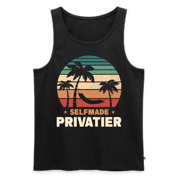 Selfmade Privatier - Männer Premium Bio Tank Top - Schwarz - Vorne - Michal (187cm)