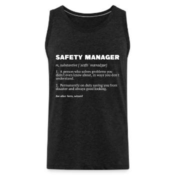 Safety Manager Safety Officer - Men's Premium Organic Tank Top - charcoal grey - Front - Alexander (188cm)