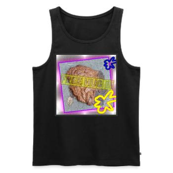 FREE HUG (Gratis Umarmung) - Abbild - 2023 - Männer Premium Bio Tank Top - Schwarz - Vorne - AI Model Male 178 light (178cm)