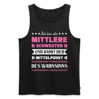 Mittelkind Sandwichkind Mittlere Schwester - Männer Premium Bio Tank Top - Schwarz - Vorne - Michal (187cm)