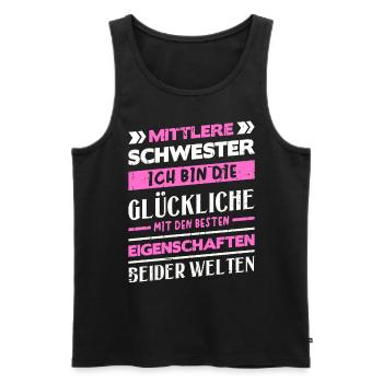 Mittelkind Sandwichkind Mittlere Schwester - Männer Premium Bio Tank Top - Schwarz - Vorne - Michal (187cm)