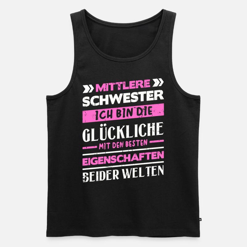 Mittelkind Sandwichkind Mittlere Schwester - Männer Premium Bio Tank Top - Schwarz