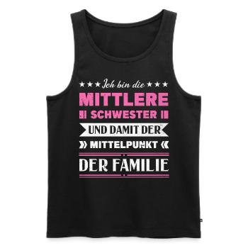 Mittelkind Sandwichkind Mittlere Schwester - Männer Premium Bio Tank Top - Schwarz - Vorne - Michal (187cm)