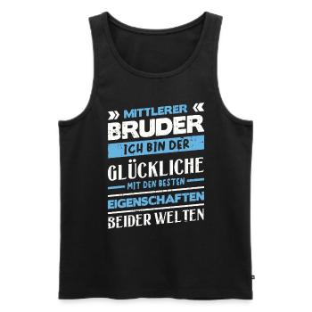 Mittelkind Sandwichkind Mittlerer Bruder - Männer Premium Bio Tank Top - Schwarz - Vorne - Michal (187cm)