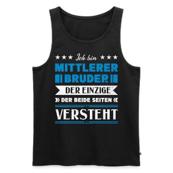 Mittelkind Sandwichkind Mittlerer Bruder - Männer Premium Bio Tank Top - Schwarz - Vorne - AI Model Male 178 light (178cm)