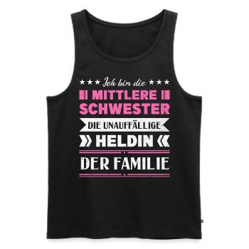 Mittelkind Sandwichkind Mittlere Schwester - Männer Premium Bio Tank Top - Schwarz - Vorne - Michal (187cm)