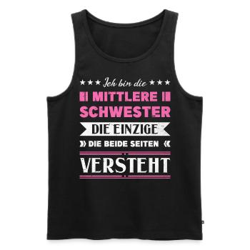 Mittelkind Sandwichkind Mittlere Schwester - Männer Premium Bio Tank Top - Schwarz - Vorne - Michal (187cm)
