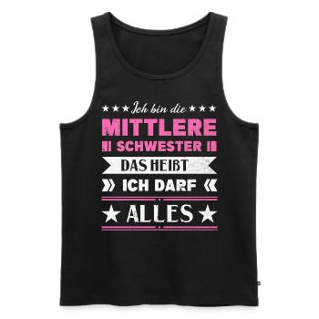 Mittelkind Sandwichkind Mittlere Schwester - Männer Premium Bio Tank Top - Schwarz - Vorne - Michal (187cm)