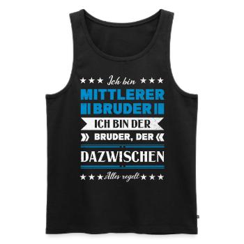 Mittelkind Sandwichkind Mittlerer Bruder - Männer Premium Bio Tank Top - Schwarz - Vorne - Michal (187cm)