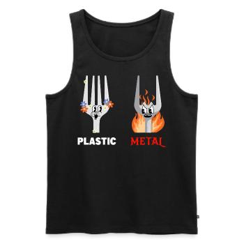 Gabel Plastic Metal Musik - Männer Premium Bio Tank Top - Schwarz - Vorne - AI Model Male 178 light (178cm)