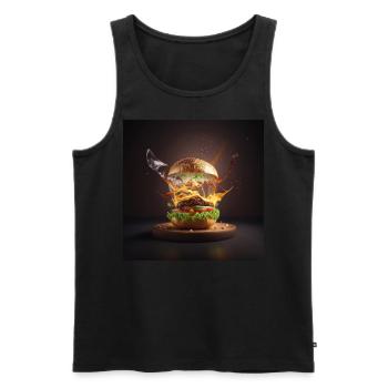 Burger Explosion - as juicy as it gets - Men's Premium Organic Tank Top - black - Front - AI Model Male 178 light (178cm)