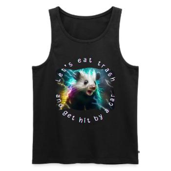 Opossum Meme Let's Eat Trash And Get Hit By A Car - Men's Premium Organic Tank Top - black - Front - AI Model Male 178 light (178cm)